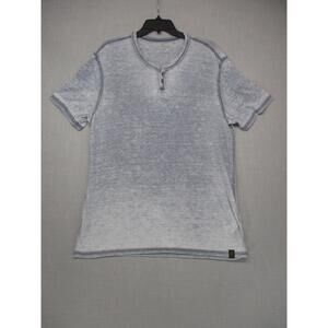 Lucky Brand Gray Acid Wash Urban Casual Henley TShirt Men Size Large